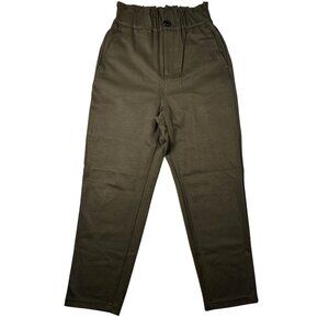 Zara Olive Green Paperbag Waist Pants XS – Tapered Leg High-Rise Casual Trousers